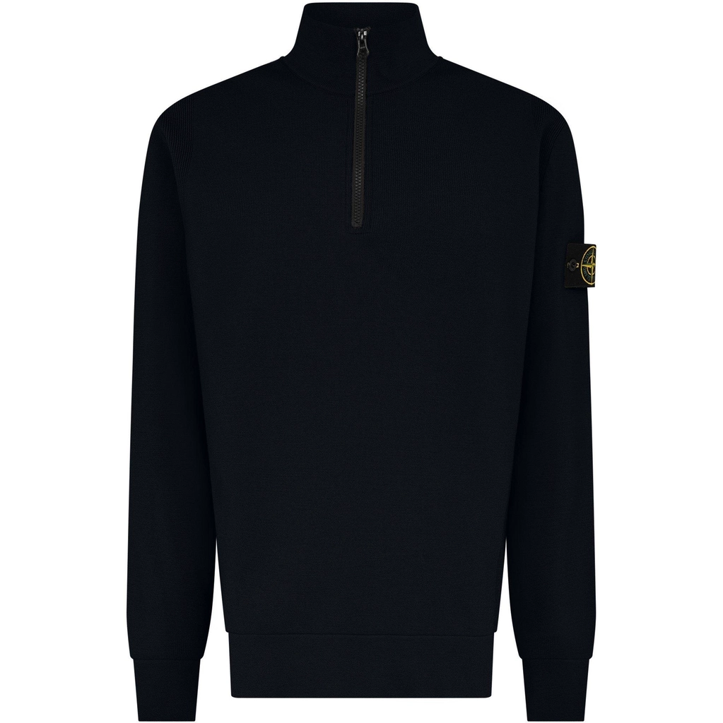 Stone Island Badge Quarter Zip Sweatshirt - Navy V0020